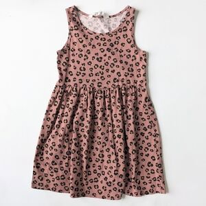 Girls H&M Rust/Brown Leopard Print Sleeveless Knit Dress
